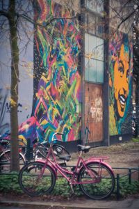 Bicycle parked in parking lot