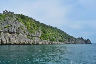 Scenic view of sea against blue sky