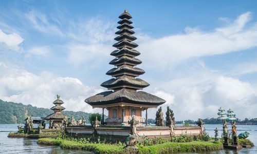 Low angle view of temple against sky