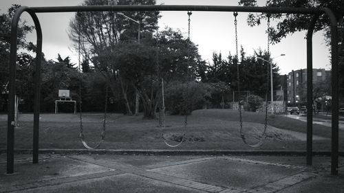 View of basketball hoop in playground