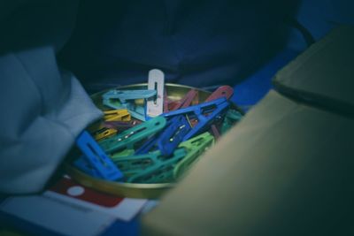 Close-up of hand holding toy car