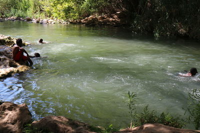 Woman standing in water