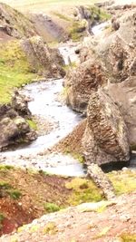 Close-up of water flowing through rocks