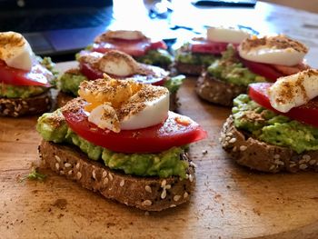 Close-up of breakfast served on table