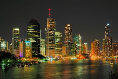 City lit up at night