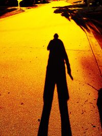 Low angle view of shadow of people on wall