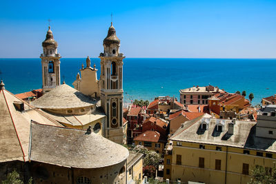 Panoramic view of church against blue sky