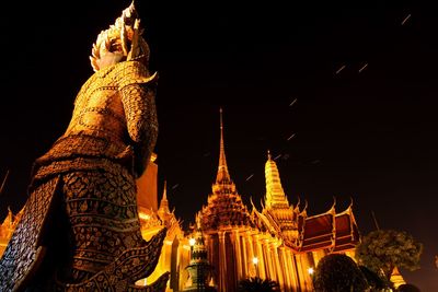 Low angle view of temple at night