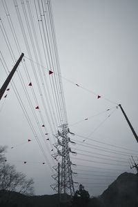 Low angle view of electricity pylon