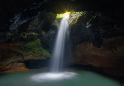 Scenic view of waterfall