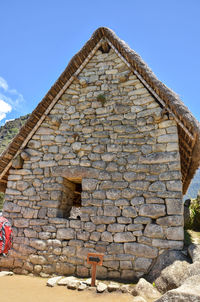 Low angle view of old building against sky