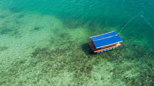 High angle view of boat in sea