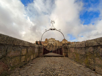 Low angle view of old building against sky