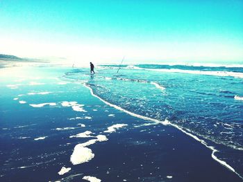 Scenic view of sea against clear sky