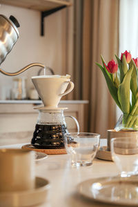 Coffee preparation on table