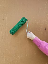 Cropped hand of person cleaning brush