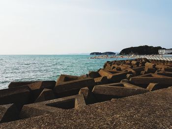 Scenic view of sea against clear sky