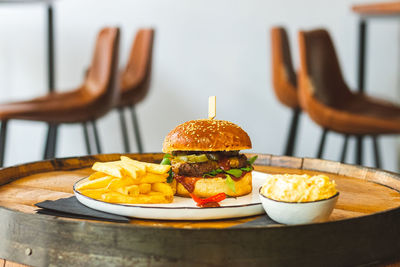 Close-up of food on table