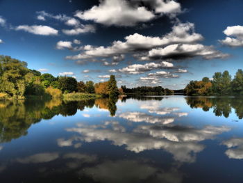 Scenic view of lake against sky