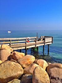 Scenic view of sea against clear sky