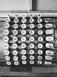 High angle view of vintage cash register