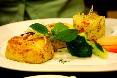 Close-up of meal served in plate