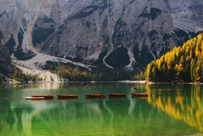 Scenic view of lake and mountains