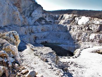 Rock formation on land against sky