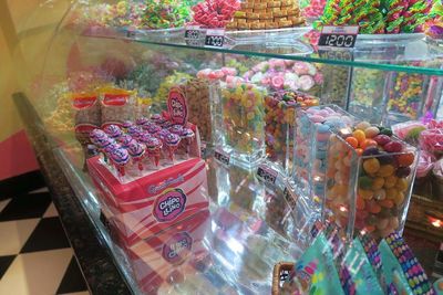 High angle view of ice cream for sale in store