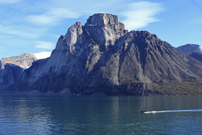 Scenic view of and arctic mountain against sky