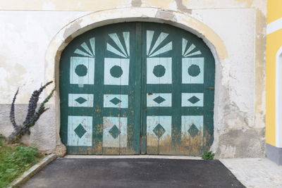 Closed door of building