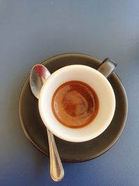 High angle view of coffee on table