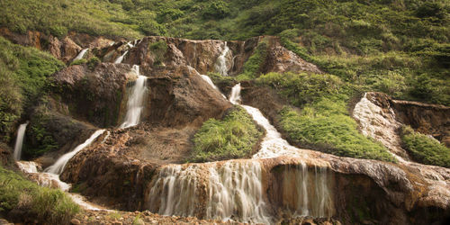 Scenic view of waterfall