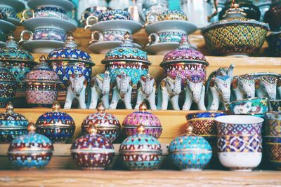 Close-up of multi colored for sale at market stall