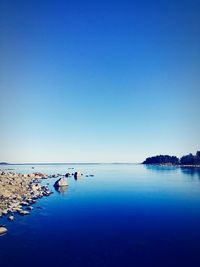 Scenic view of calm sea against clear sky