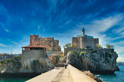 View of fort against blue sky