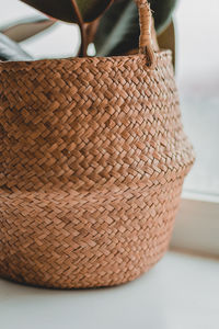 Close-up of wicker basket