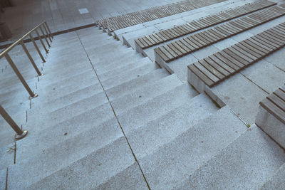 High angle view of staircase on footpath