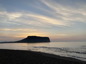 Scenic view of sea against sky during sunset