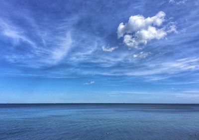 Scenic view of sea against cloudy sky