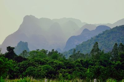 Scenic view of mountains against clear sky