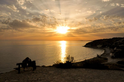 Scenic view of sunset over sea