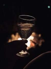 Close-up of wineglass on table