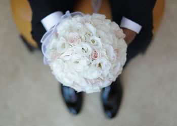 Close-up of white rose bouquet