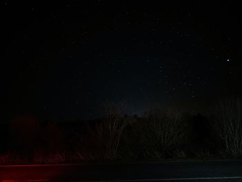 Silhouette trees against sky at night