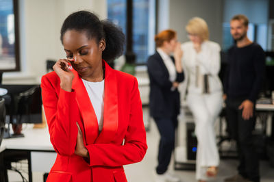 Businesswoman talking on mobile phone