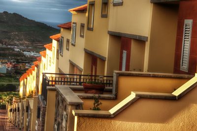 High angle view of buildings in city