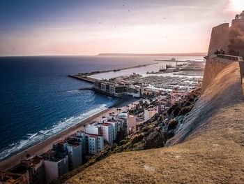 Scenic view of sea at sunset