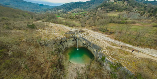 High angle view of dam on river