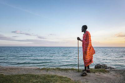 Maasai man on the beach